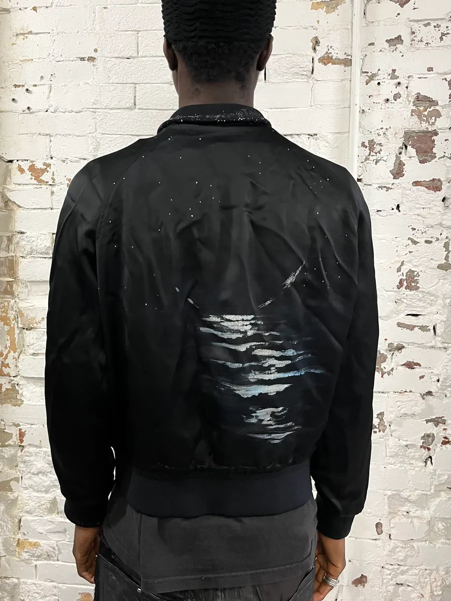 SS2017 Saint Laurent Black Moonlight Silk Teddy Jacket - Image 3