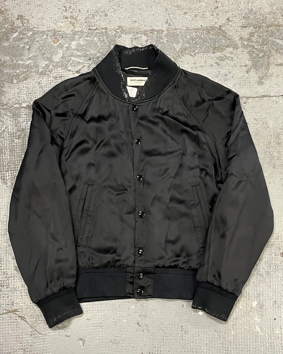 SS2017 Saint Laurent Black Moonlight Silk Teddy Jacket - Image 4