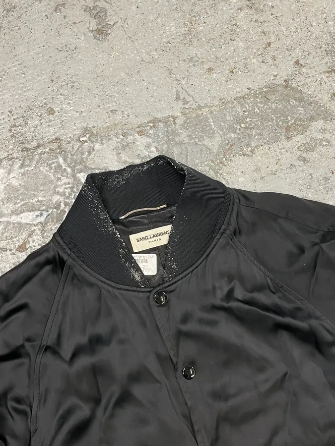 SS2017 Saint Laurent Black Moonlight Silk Teddy Jacket - Image 5