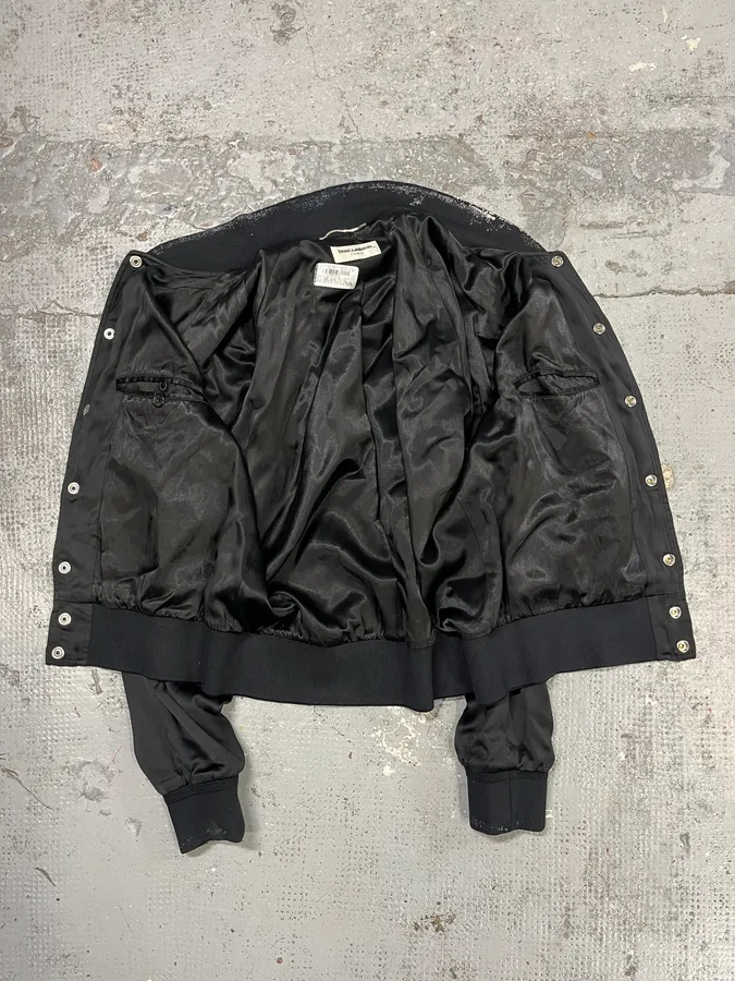 SS2017 Saint Laurent Black Moonlight Silk Teddy Jacket - Image 9