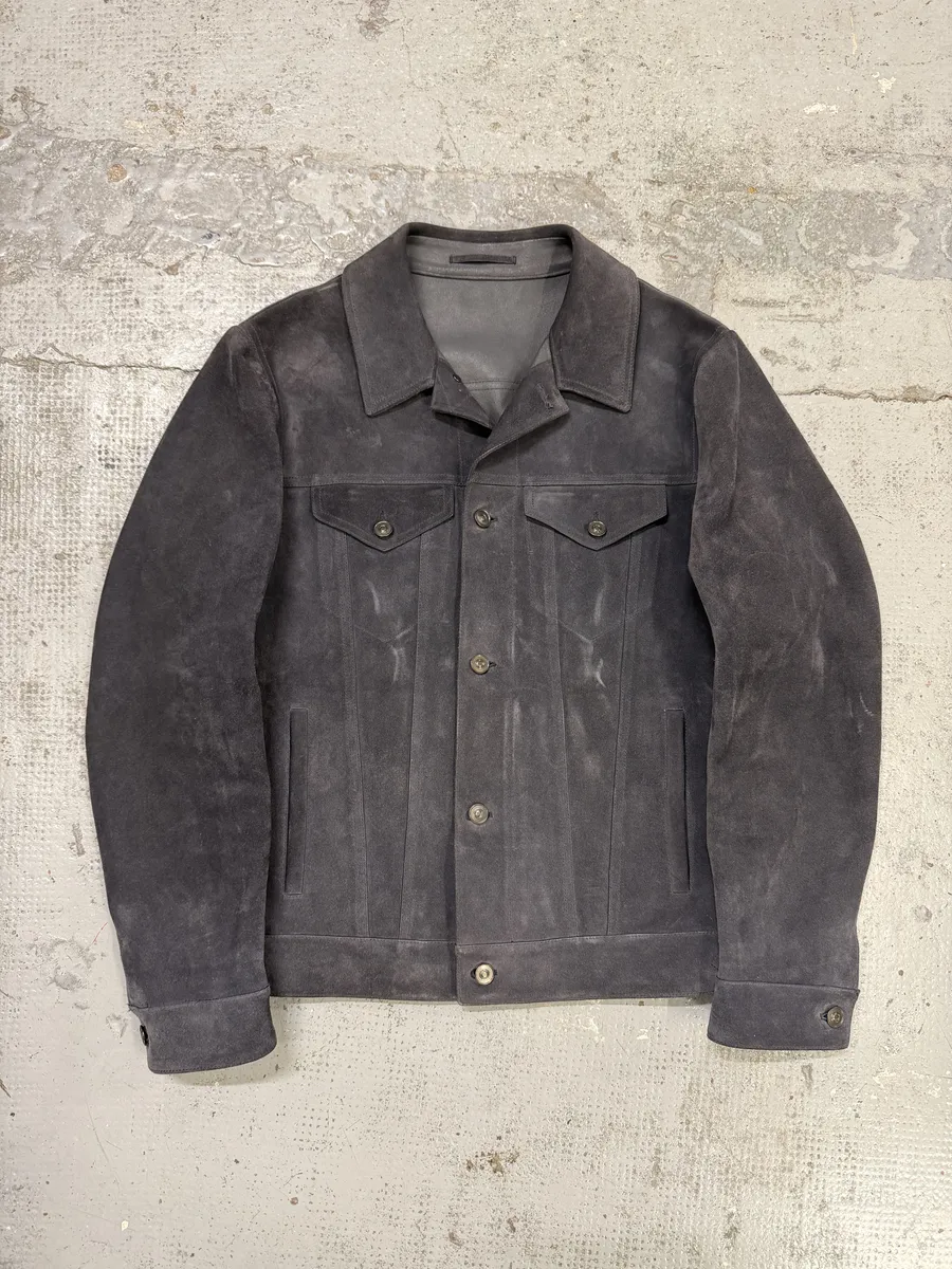 SS2018 Berluti Grey Gradient Leather Trucker Jacket by Haider Ackermann - Image 3