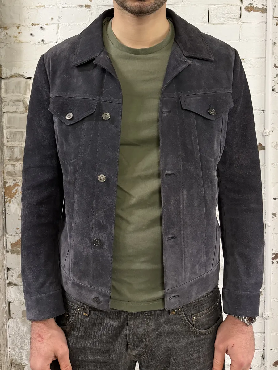 SS2018 Berluti Grey Gradient Leather Trucker Jacket by Haider Ackermann - Image 4