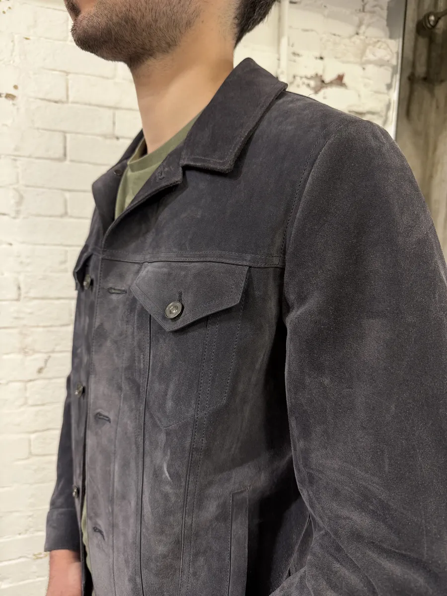 SS2018 Berluti Grey Gradient Leather Trucker Jacket by Haider Ackermann - Image 6