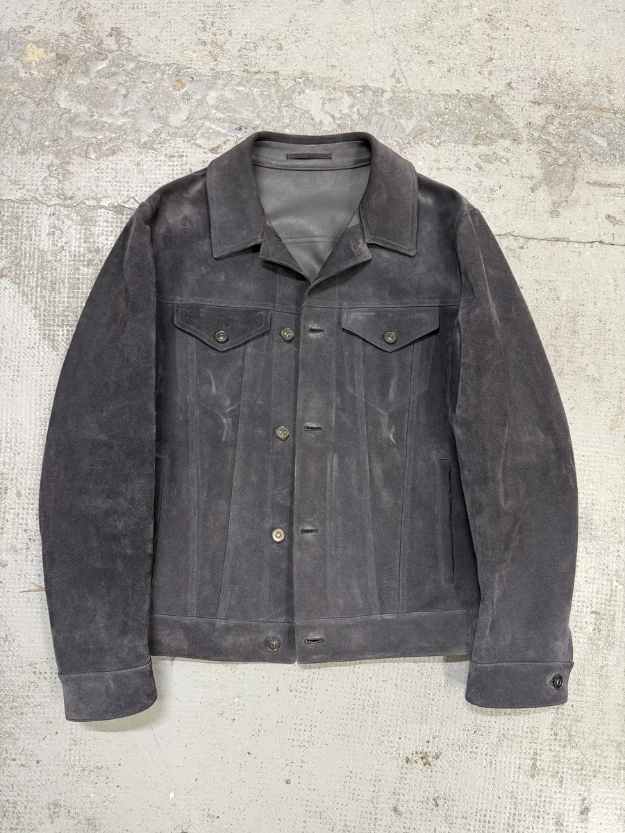 SS2018 Berluti Grey Gradient Leather Trucker Jacket by Haider Ackermann - Image 7