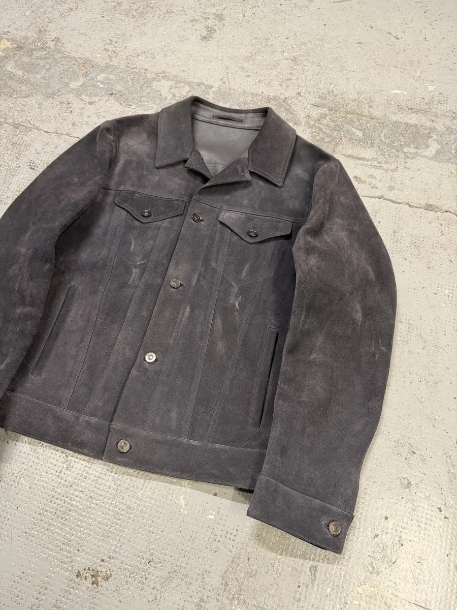 SS2018 Berluti Grey Gradient Leather Trucker Jacket by Haider Ackermann - Image 8