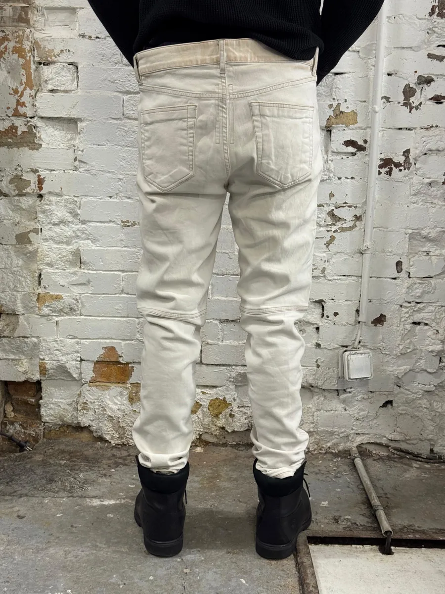 SS2020 Rick Owens White Avant-Garde Biker Slim Jeans - Image 4