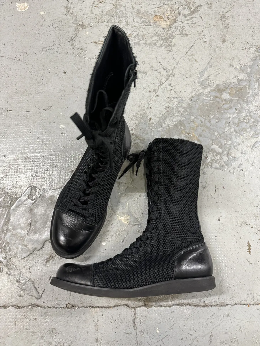 SS2020 Yohji Yamamoto Black Ankle Boxing Leather Shoes - Image 4