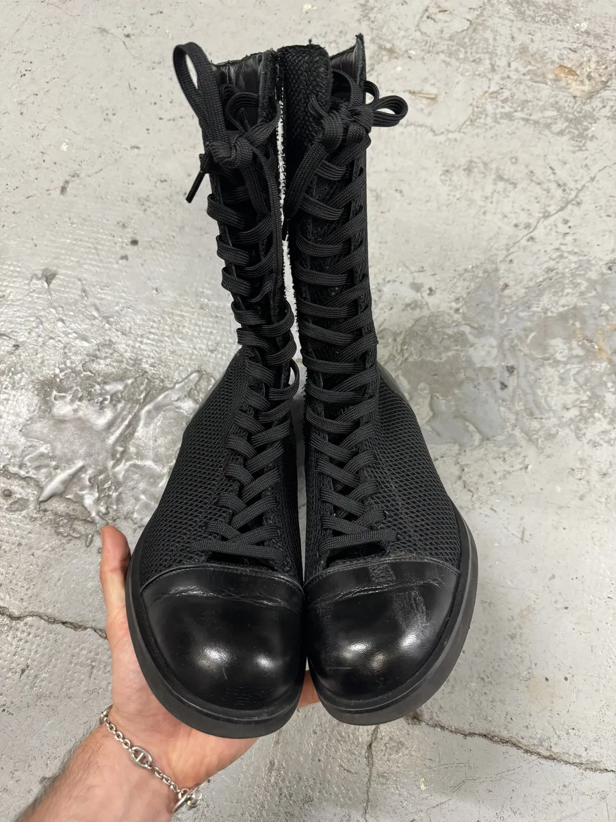 SS2020 Yohji Yamamoto Black Ankle Boxing Leather Shoes - Image 6