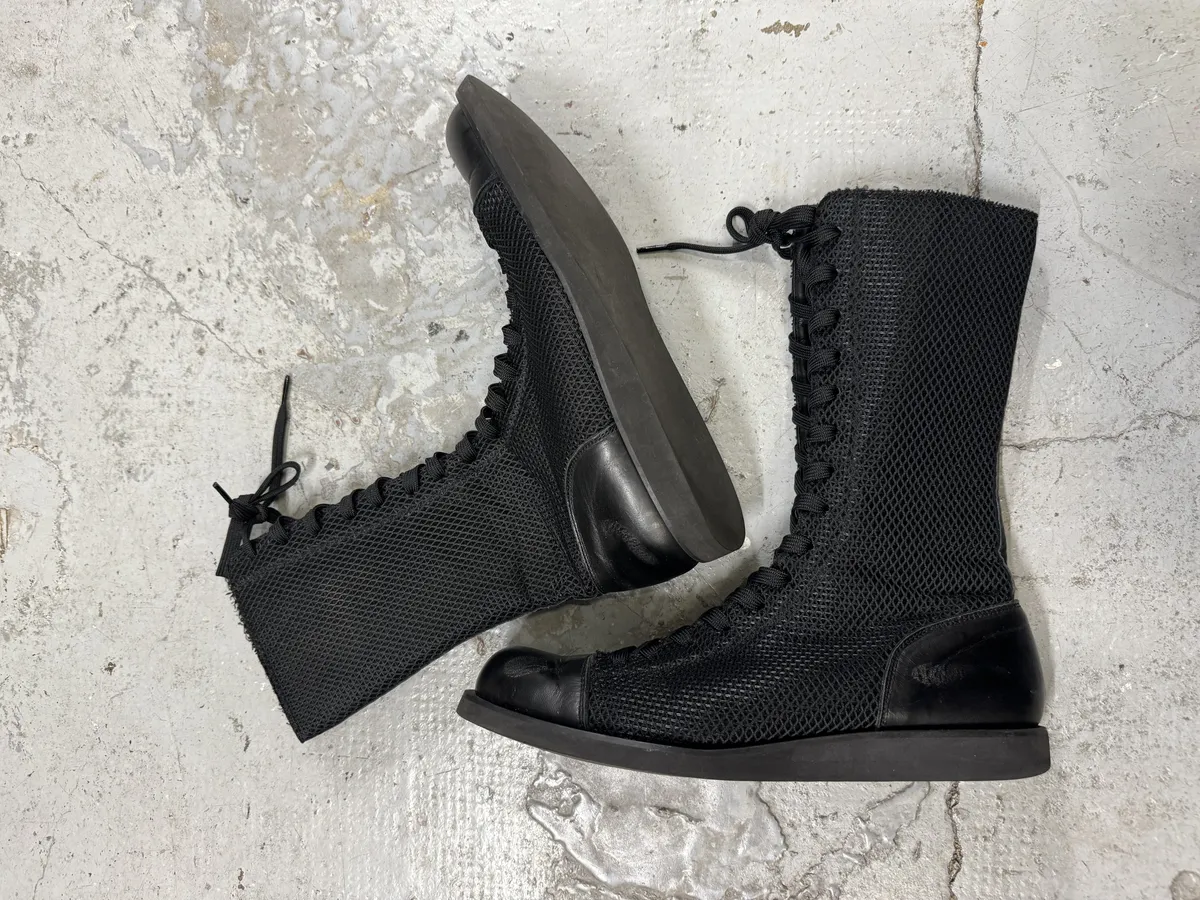 SS2020 Yohji Yamamoto Black Ankle Boxing Leather Shoes - Image 7