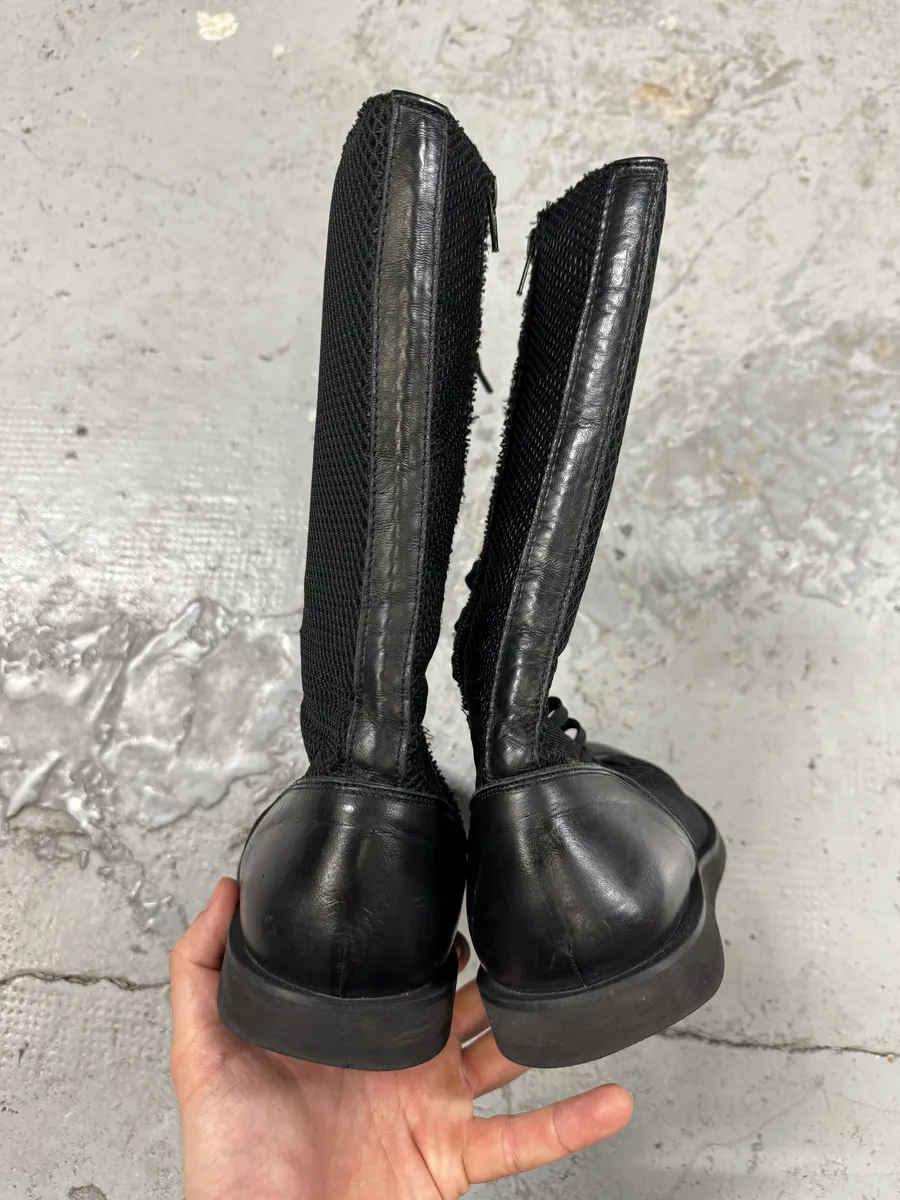 SS2020 Yohji Yamamoto Black Ankle Boxing Leather Shoes - Image 8