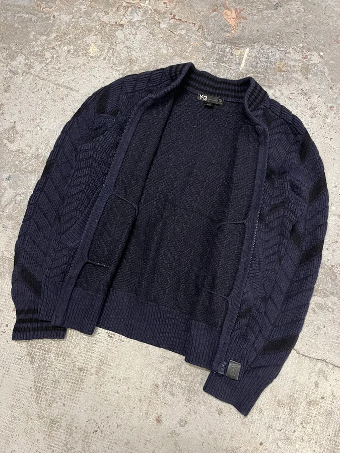 Yohji Yamamoto Y3 Navy Full Zip Cardigan - Image 5